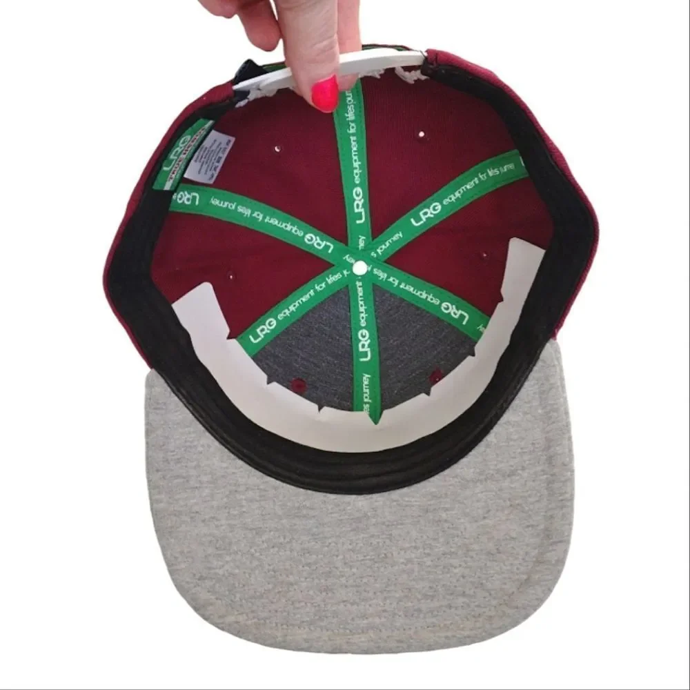 LRG Lifted Research Group Maroon Grey Wool Blend Snapback Hat NWOT